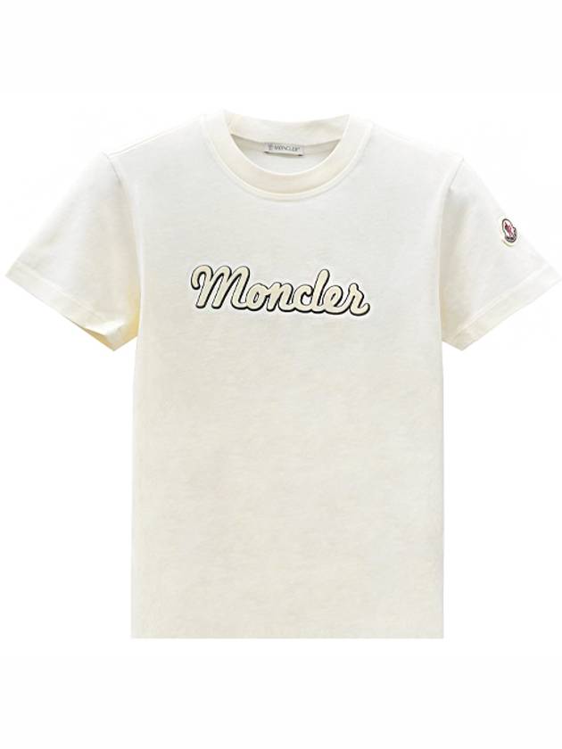 8C00016 829HP 034 Lettering Logo Round Short Sleeve T shirt Ivory Women s TJ - MONCLER - BALAAN 1