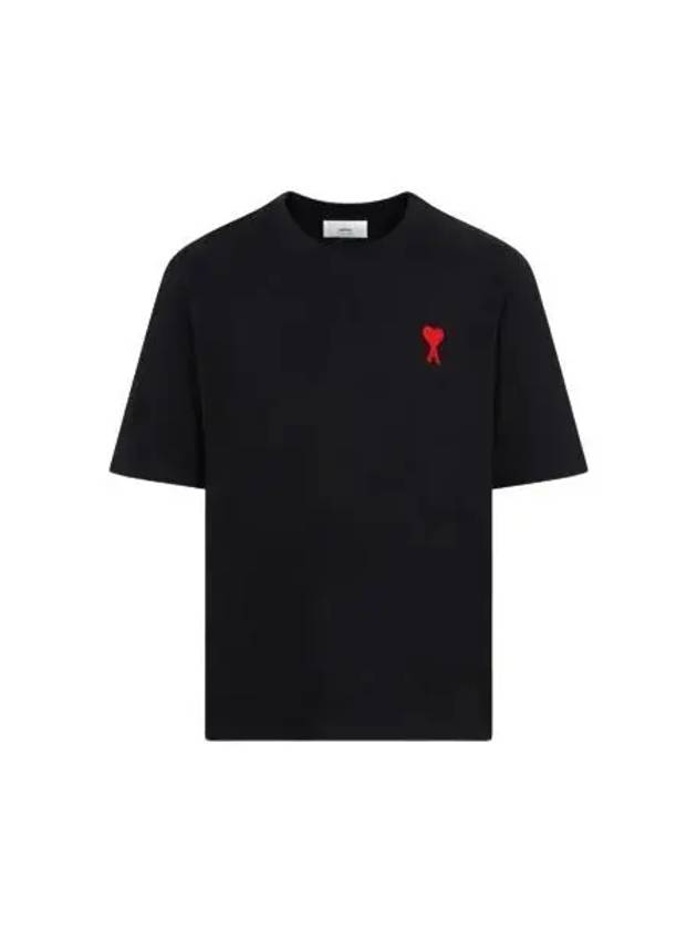 Small Heart Logo Boxy Fit Short Sleeve T-Shirt Black - AMI - BALAAN 2