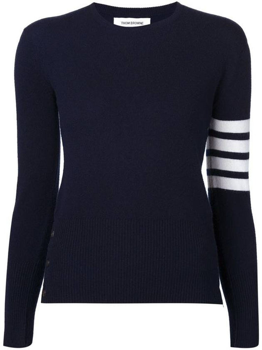 Women's 4 Bar Classic Cashmere Pullover Knit Top Navy - THOM BROWNE - BALAAN 1