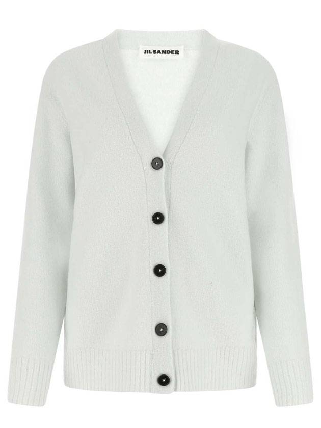 Wool V-neck Cardigan Light Blue - JIL SANDER - BALAAN 1