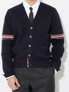 Milano Stitch Sprite Armband Cotton V-neck Cardigan Navy - THOM BROWNE - BALAAN 12