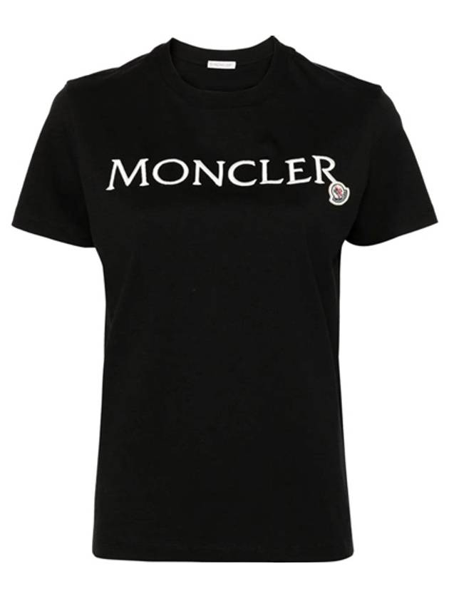 Embroidered Logo Cotton Short Sleeve T-Shirt Black - MONCLER - BALAAN 2