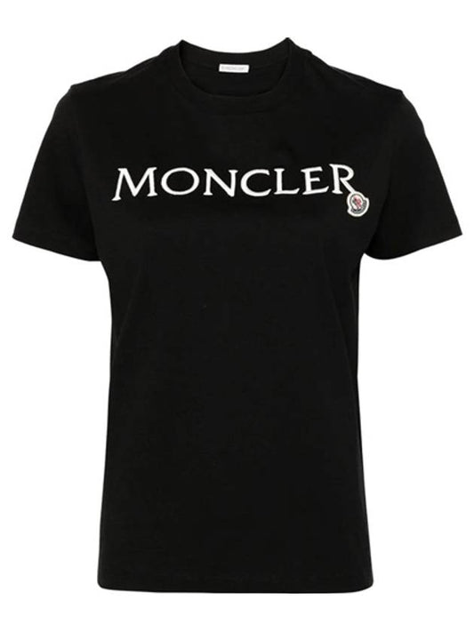 Embroidered Logo Cotton Short Sleeve T-Shirt Black - MONCLER - BALAAN 2