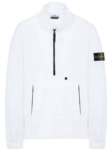 Men's Pocket Half Zip Up Sweatshirt White - STONE ISLAND - BALAAN 1