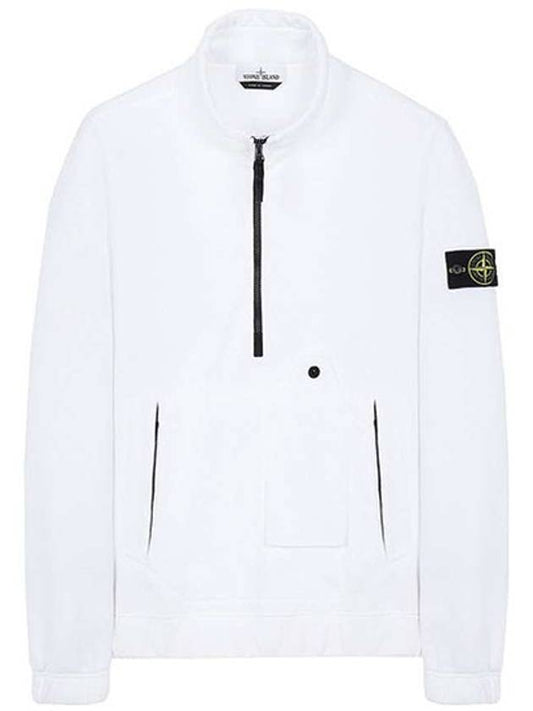 Men's Pocket Half Zip Up Sweatshirt White - STONE ISLAND - BALAAN.