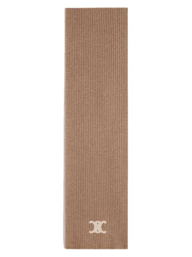 Triomphe Ribbed Cashmere Wool Muffler Camel - CELINE - BALAAN 1