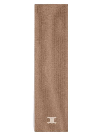 Triomphe Ribbed Cashmere Wool Muffler Camel - CELINE - BALAAN 1