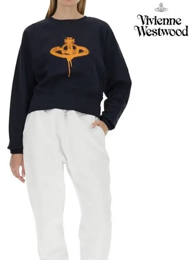 Spray ORB Logo Sweatshirt Navy - VIVIENNE WESTWOOD - BALAAN 8