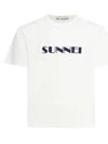 Embroidered Logo Short Sleeve T-Shirt Off White Dark Navy - SUNNEI - BALAAN 2