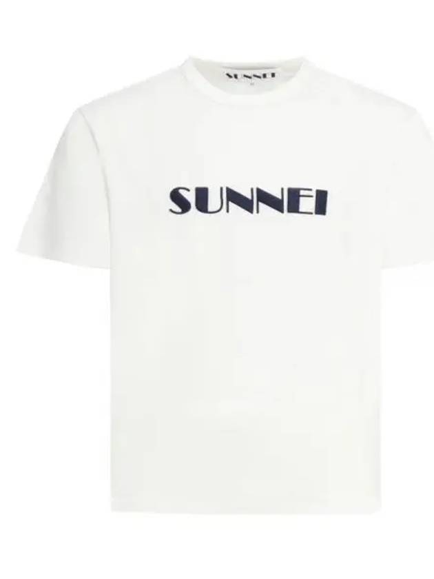 Embroidered Logo Short Sleeve T-Shirt Off White Dark Navy - SUNNEI - BALAAN 2