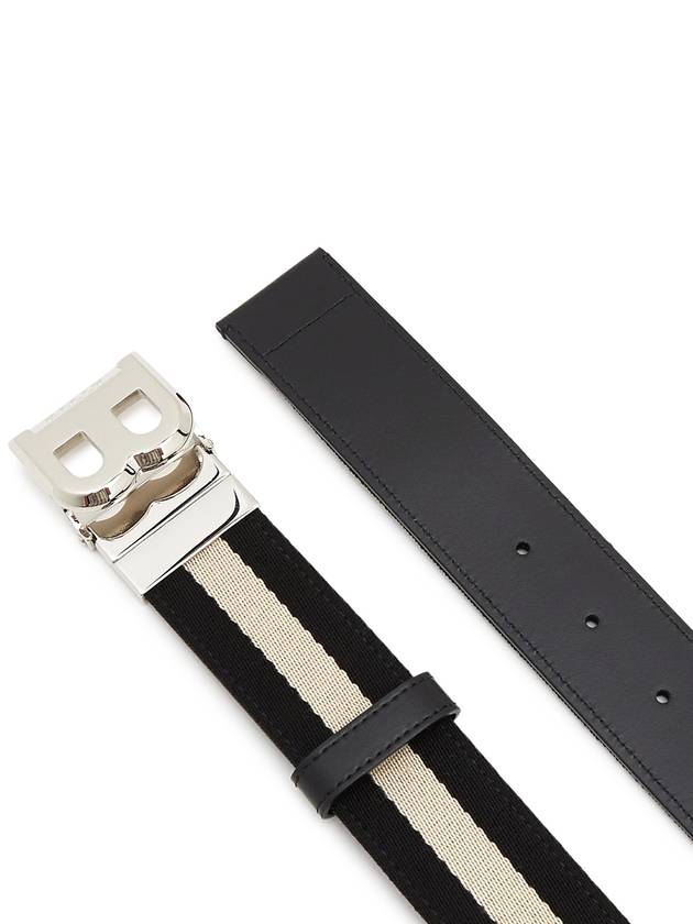 Unisex B Buckle Reversible Belt Black White - BALLY - BALAAN 5