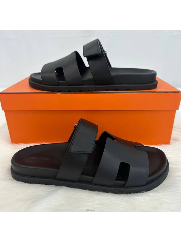 Chypre Men s Sandals Slippers Black H222000ZH - HERMES - BALAAN 5