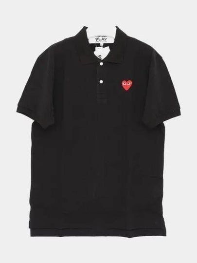 Red Heart Wappen Polo Shirt Black - COMME DES GARCONS - BALAAN 2