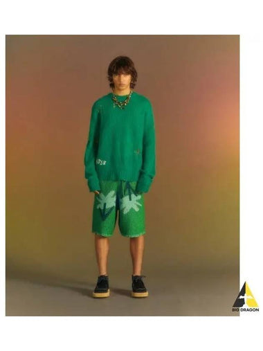 Essential ADSB kid mohair crewneck sweater atb1038m GREEN - ANDERSSON BELL - BALAAN 1