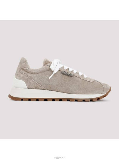 Chain Suede Low Top Sneakers Beige - BRUNELLO CUCINELLI - BALAAN 2