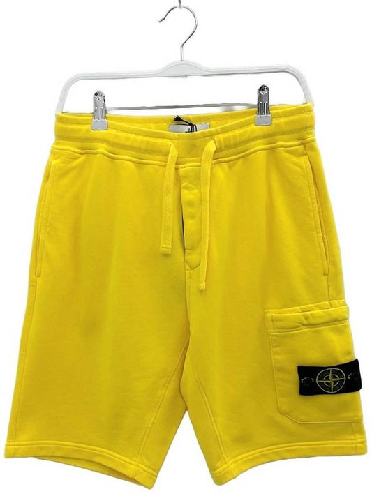 Waffen Patch Pocket Drawstring Shorts Yellow - STONE ISLAND - BALAAN.