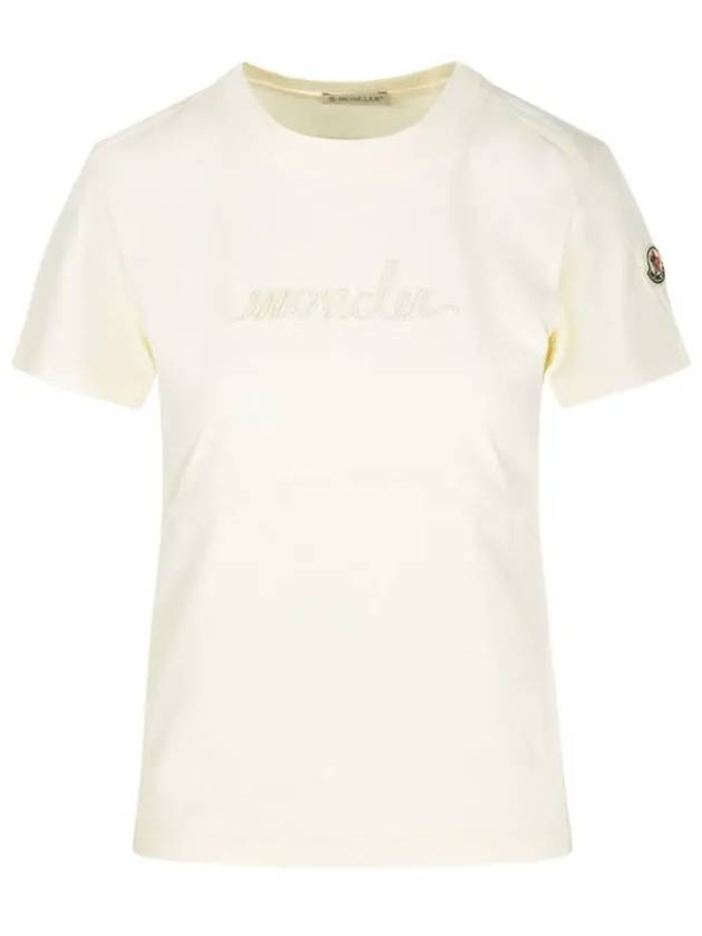 logo embroidery t shirt ivory 8C00015 89AIJ 034 - MONCLER - BALAAN 1