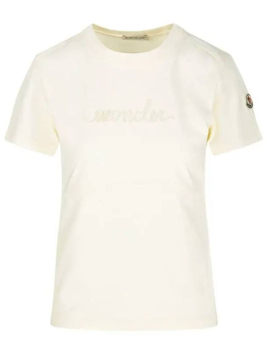 logo embroidery t shirt ivory 8C00015 89AIJ 034 - MONCLER - BALAAN 1