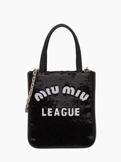 Mini Sequin Tote Bag Black - MIU MIU - BALAAN 2