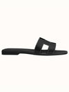 Oran Calfskin Slippers Noir Piqures Ecrues Black - HERMES - BALAAN 3