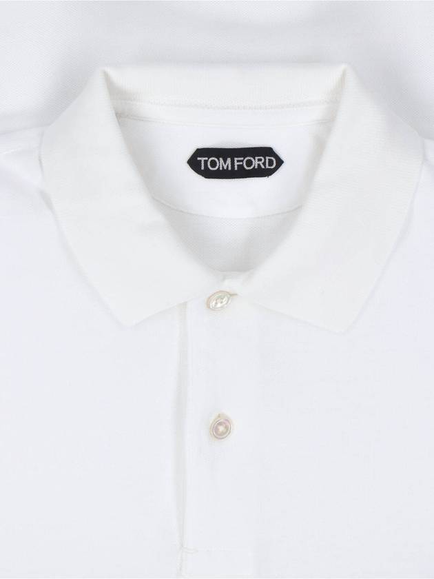 Short Sleeve Polo Shirt White - TOM FORD - BALAAN 4