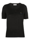 Bea Embroidery Logo Short Sleeve Knit Top Black - VIVIENNE WESTWOOD - BALAAN 2