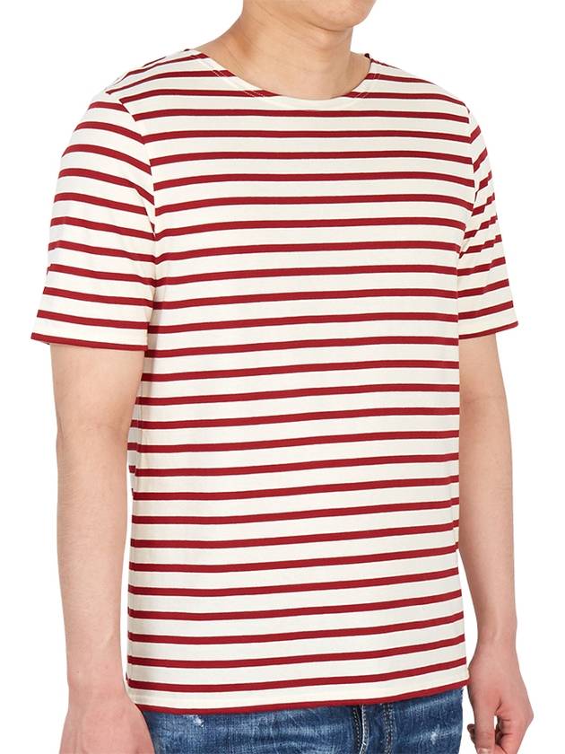 Levant Modern Striped Short Sleeve T-Shirt Red - SAINT JAMES - BALAAN 5