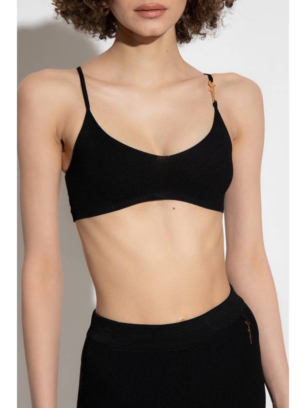 Le Bandeau Pralu Logo Knit Bra Black - JACQUEMUS - BALAAN 4