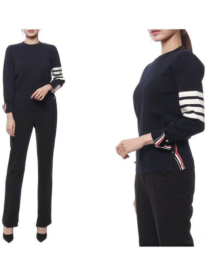 4-Bar Milano Stitch Crew Neck Knit Top Navy - THOM BROWNE - BALAAN 2