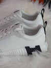 Bouncing Sneakers Calfskin Suede Goatskin Blanc - HERMES - BALAAN 4