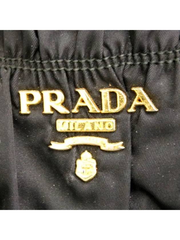 BN1336 Black Fabric Gaufre Gold Logo Tote Bag Shoulder Strap 2WAY - PRADA - BALAAN 3