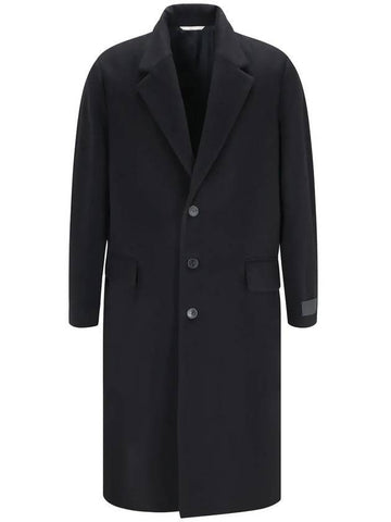 Men's Breasted Wool Single Coat Black - VALENTINO - BALAAN 1