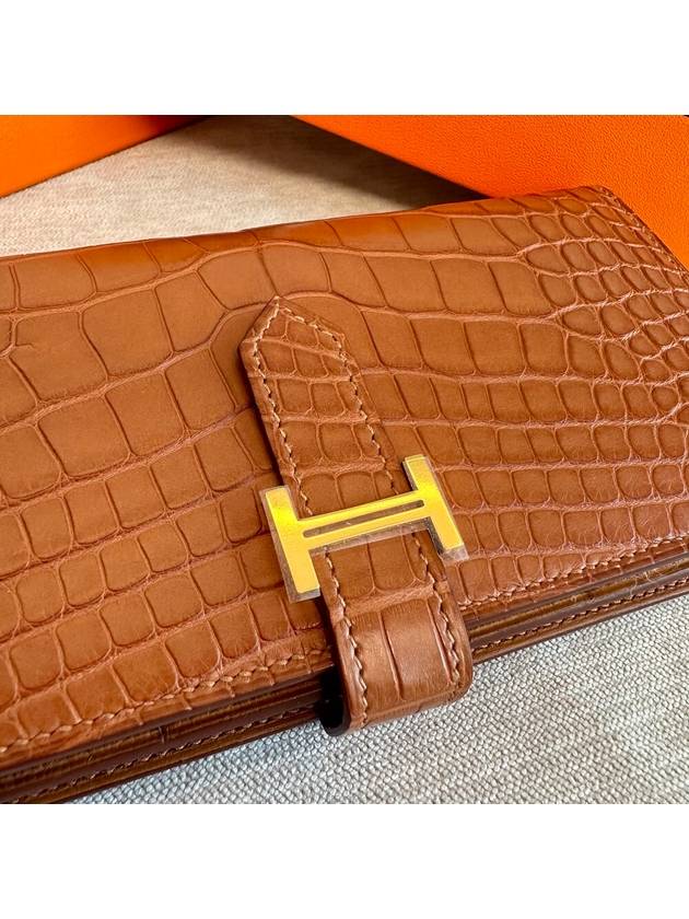 Bean Crocker Wani Long Wallet Matte Gold Plated - HERMES - BALAAN 4