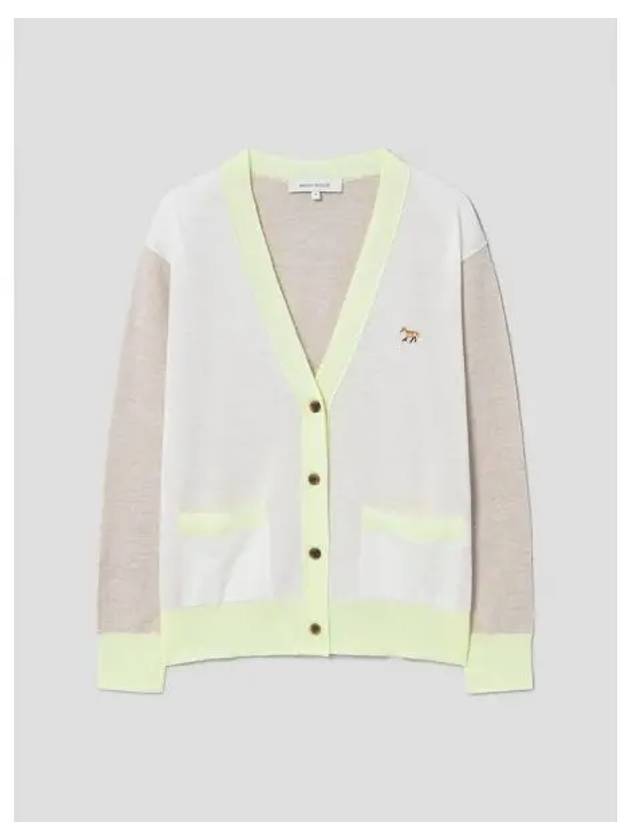 Women s Fox Patch Color Scheme Spring Fall Cardigan Ecru Domestic Product - MAISON KITSUNE - BALAAN 1