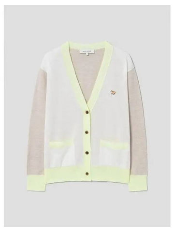 Women s Fox Patch Color Scheme Spring Fall Cardigan Ecru Domestic Product - MAISON KITSUNE - BALAAN 1