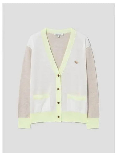 Women s Fox Patch Color Scheme Spring Fall Cardigan Ecru Domestic Product GM0024022162165 - MAISON KITSUNE - BALAAN 1