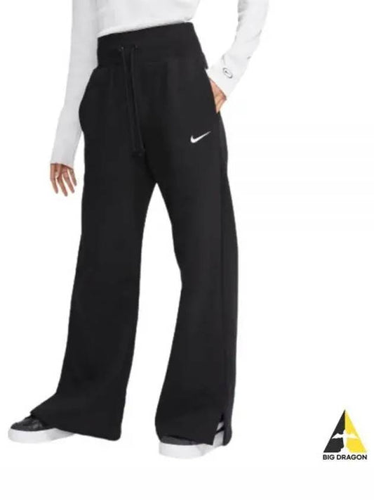 Phoenix Fleece Wide Leg Track Pants Black - NIKE - BALAAN 2