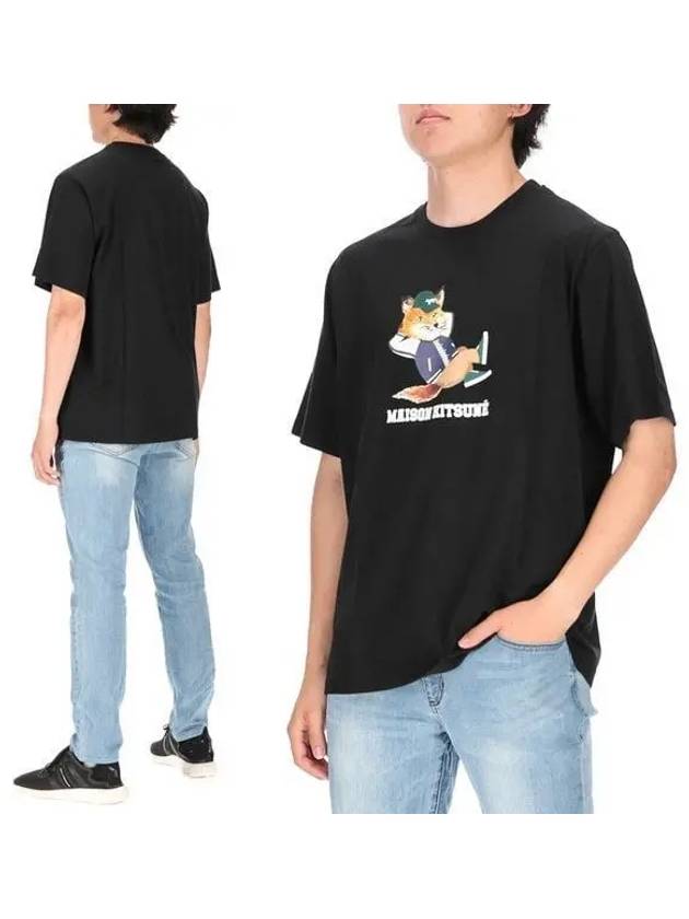 Dressed Fox Easy Logo Printed Cotton T-Shirt Black - MAISON KITSUNE - BALAAN 2