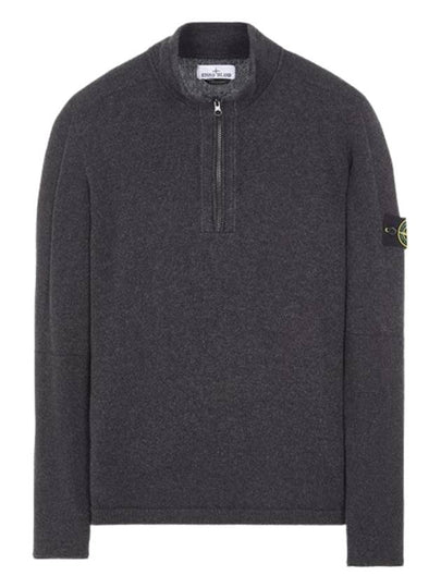 Wappen Patch Lambswool Half-Zip Knit Top Grey - STONE ISLAND - BALAAN 2