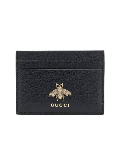 Leather Animalier Leather Card Case Wallet Black - GUCCI - BALAAN 2