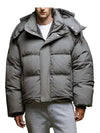 Oversized Nylon Puffer Down Jacket Grey - AMI - BALAAN 8