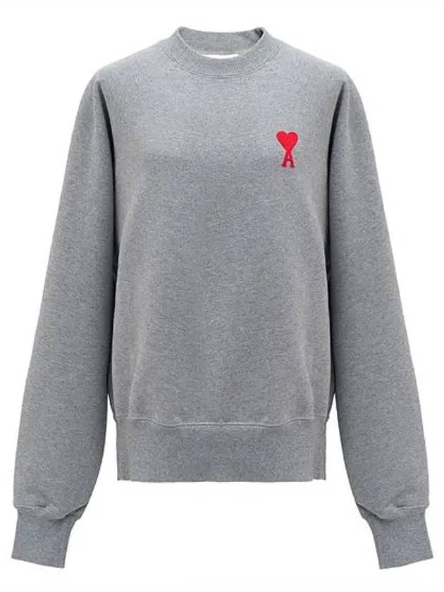 Cotton Heart Logo Sweatshirt Grey - AMI - BALAAN 2