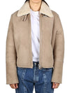 Men's Crop Shearling Mustang Jacket Beige - AMI - BALAAN 2