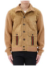 Web Suede Bomber Jacket Camel - GUCCI - BALAAN 3