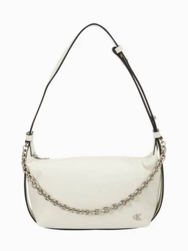 JEANS Women s Ivory Micro Mono Chain Hobo Bag DH3573 115 - CALVIN KLEIN - BALAAN 2