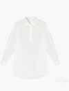 Curved Hem Oversized Fit Long Sleeve Shirt White - AMI - BALAAN 2