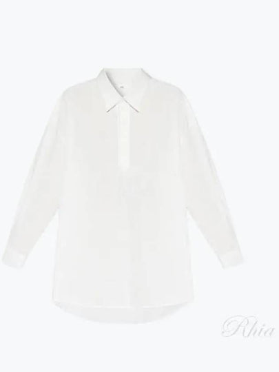 Curved Hem Oversized Fit Long Sleeve Shirt White - AMI - BALAAN 2