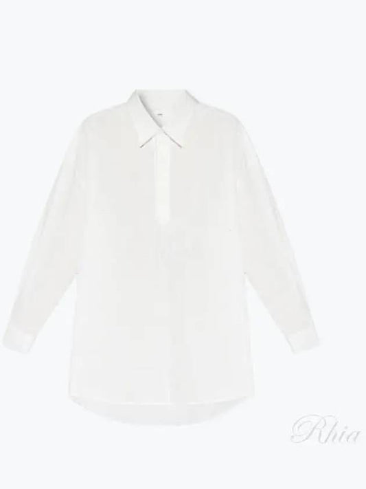 Curved Hem Oversized Fit Long Sleeve Shirt White - AMI - BALAAN 2