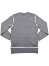 contrast cover stitch long sleeve t-shirt gray - THOM BROWNE - BALAAN.