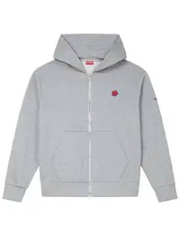 Boke Flower Embroidery Zip-Up Hoodie Grey - KENZO - BALAAN 1